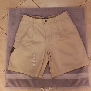 Tan pleated shorts